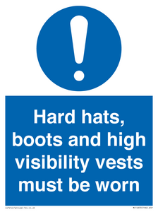 Hard hats, boots and high-visibility vests must be worn